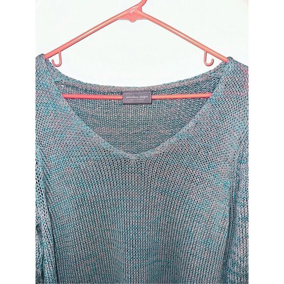 Wooden Ships S/M Green Gray Woven Sweater - Picture 2 of 4